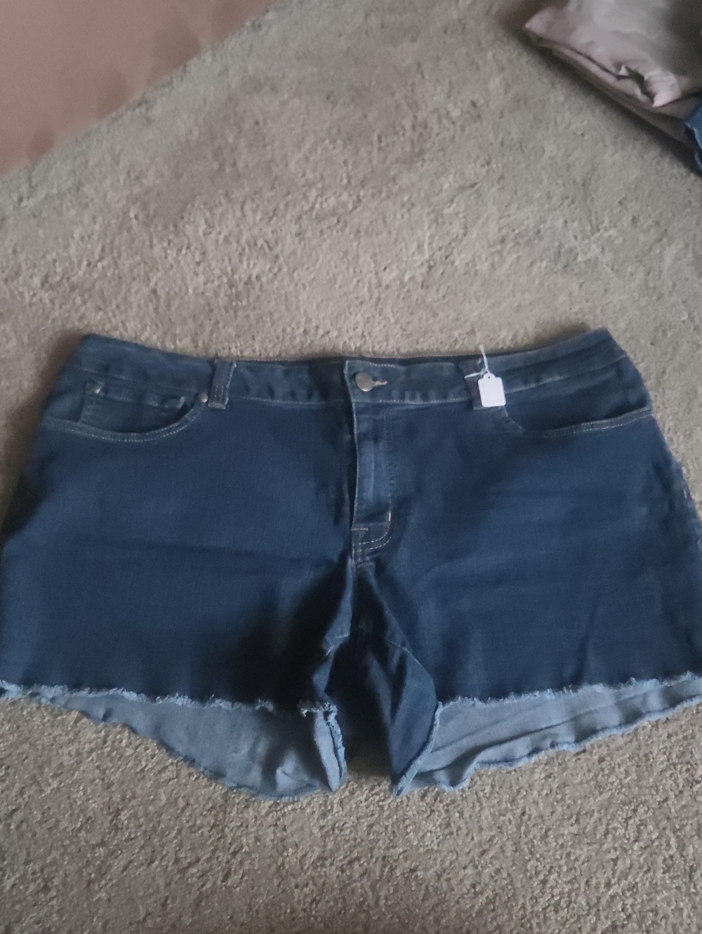 Jessica Simpson Dark Blue Frayed Hem Denim Shorts
